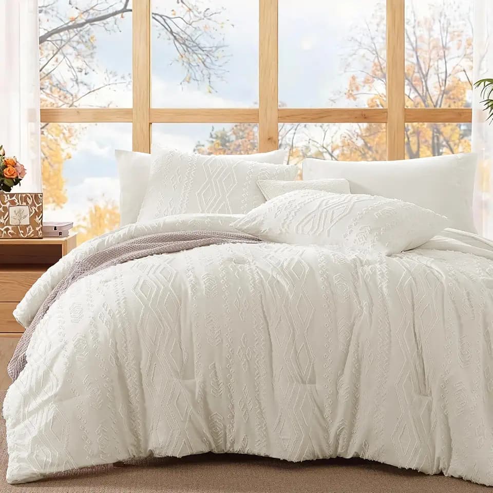 King Size Comforter Set- 7 Pieces Tufted Bed in a Bag King Bedding Sets