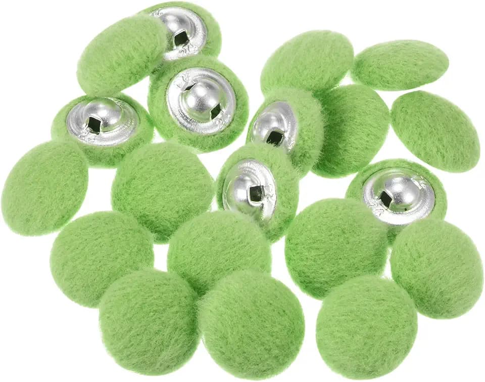 QUARKZMAN 20 Stück Stoffbezogene Knöpfe 15mm Runde Plüsch Bezogene, Grün