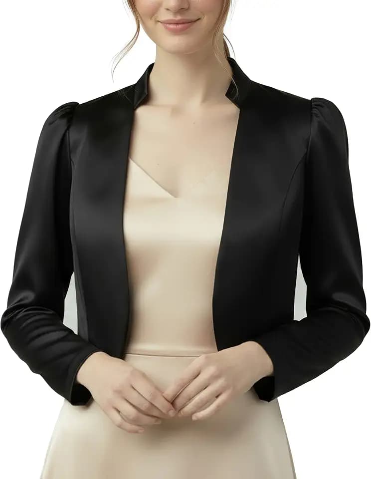 BlackButterfly Satin Bolero Jacke Damen Stehkragen