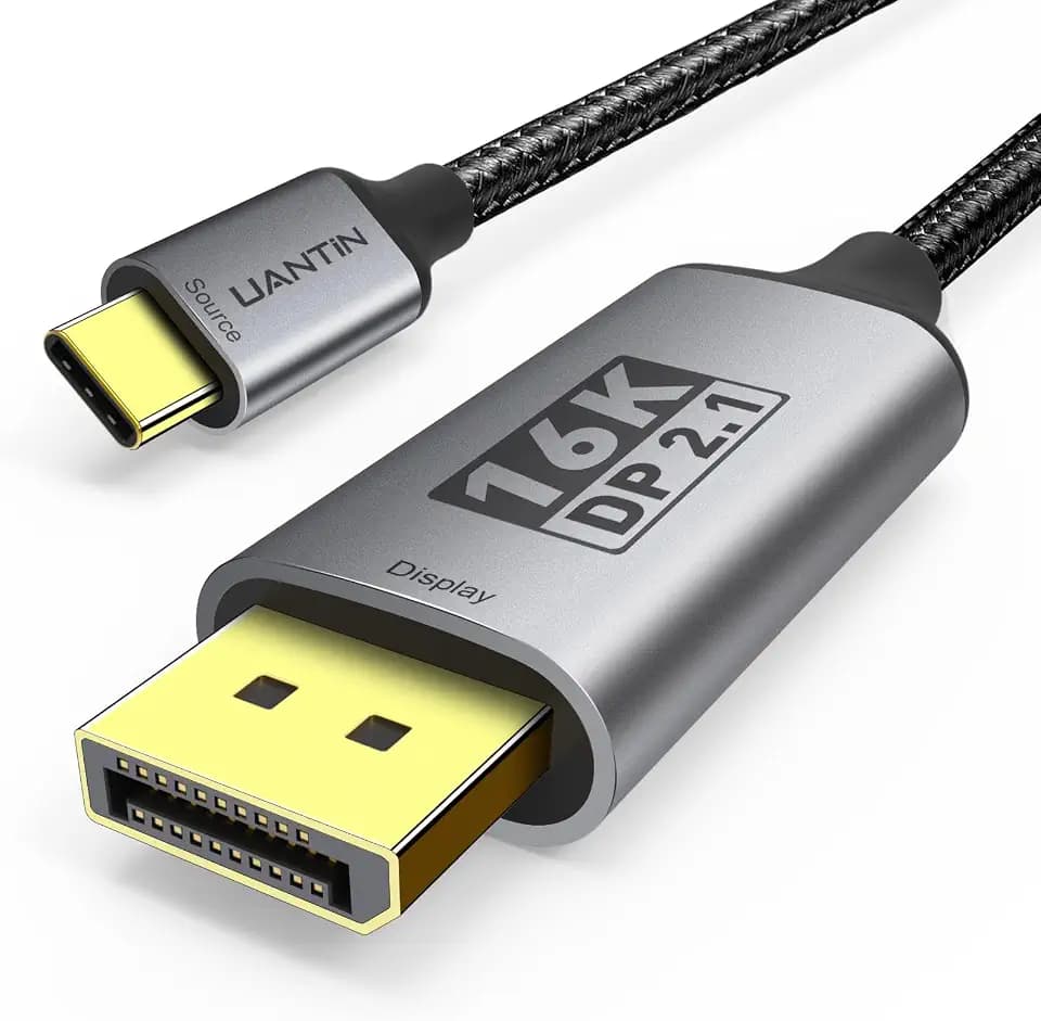 UANTIN USB-C to DisplayPort 2.1 Cable 6FT, 16K Thunderbolt 5/4/3 Compatible