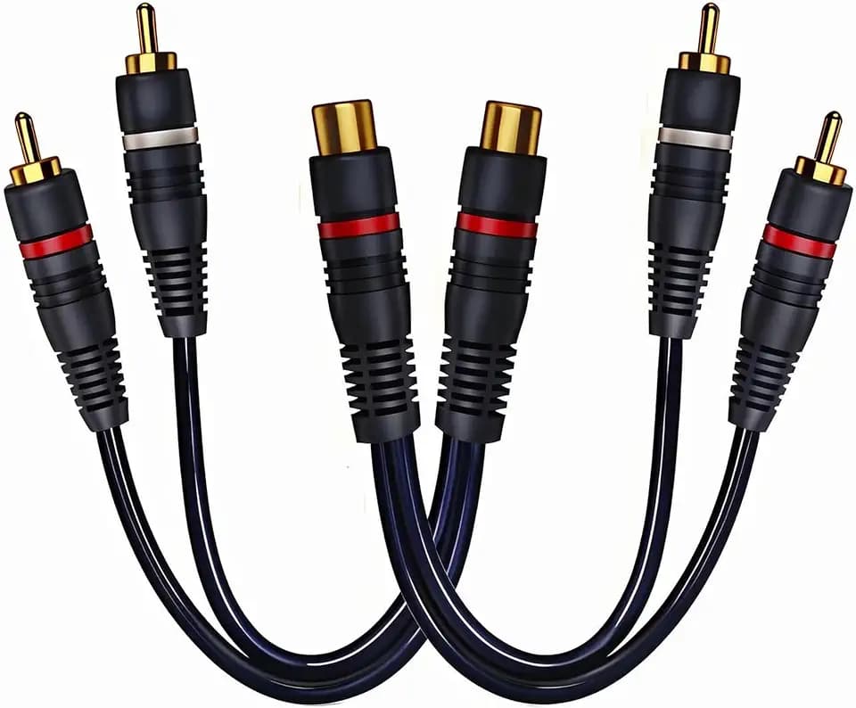 RCA Splitter 1 Female to 2 Male, RCA Cable Y Splitter Adapter, 2 Pack