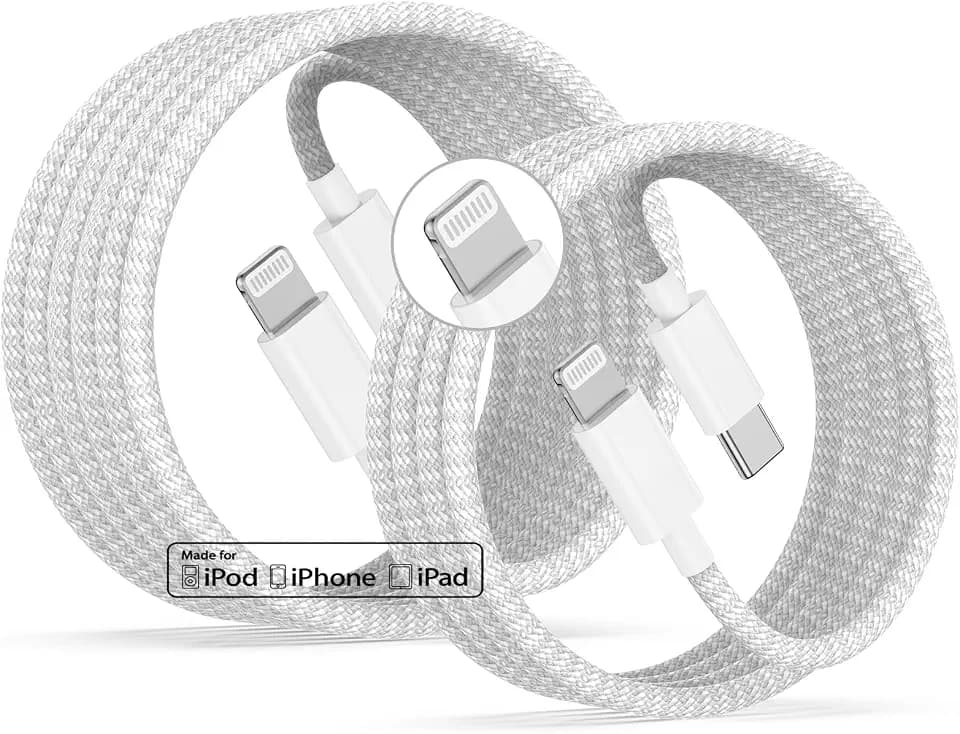 20W Lightning Cable to USB C, [Apple MFi Certified] Braided Fast Cable