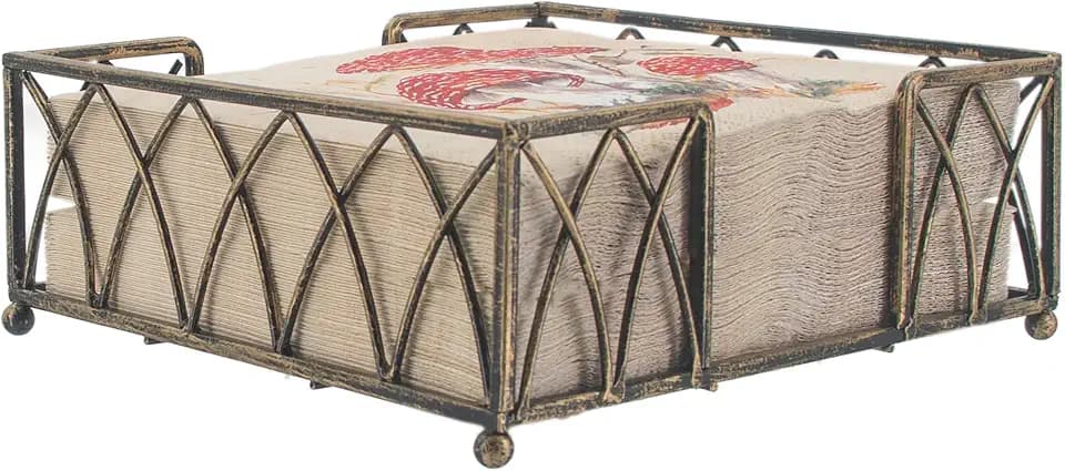 Boston International Lunch Napkin Caddy, Arch Design in Antique Brass
