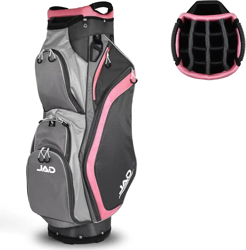 JAD Lightweight Womens Golf Bag, Golf Cart Bag with Dual Handles for Women/Ladies, 14-Way Full-Length Top Dividers, Large Putter Well, Ultra Lightweight, Large Pockets for Accessories