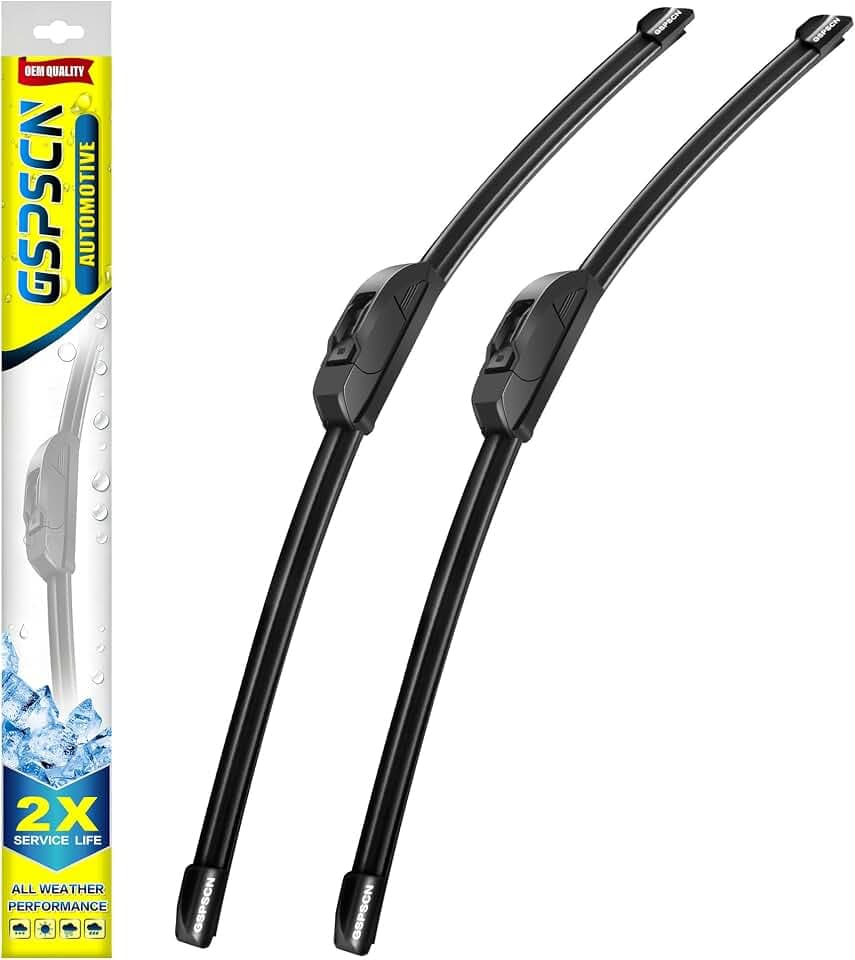 GSPSCN 24" + 21" Windshield Wiper Blades Metal Base 2X Lifespan (2 Pack)