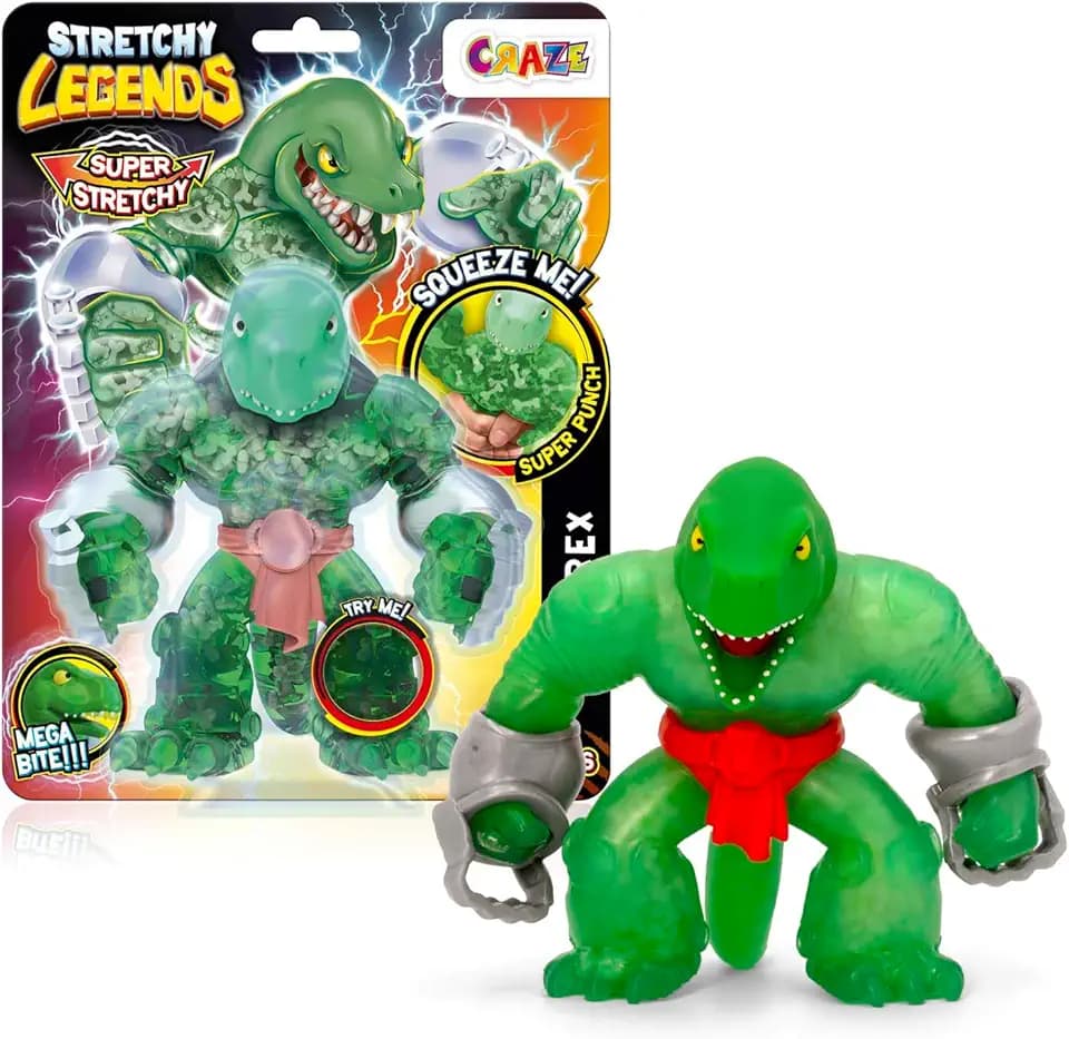 Stretchy Legends Megarex - Elastische Actionfiguren für Kinder, Dehnbare Superhelden Figuren zu Sammeln mit Schleimfüllung