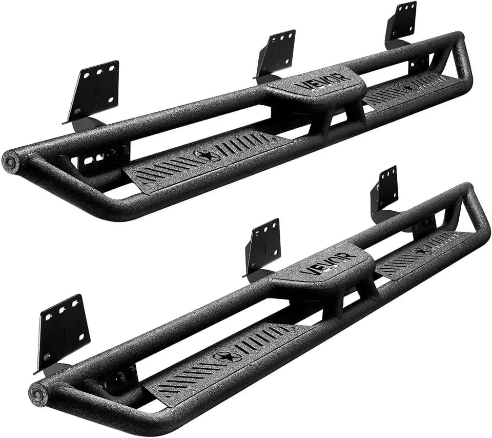 VEVOR Running Boards, 6 Inches Side Steps Compatible with 2019-2025 Dodge Ram 1500 Crew Cab (Not Fit 2019-2025 1500 Classic), Black Carbon Steel Nerf Bars, 550 lbs Load, Wide Non-Slip Hollow Surface
