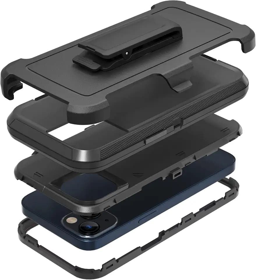 Rugged Phone Case for Apple iPhone 14, with Belt Clip Holster & Kickstand Heavy Duty Shockproof Protective Full Body Case Cover for iPhone 14 6.1 inch Phone(Black)