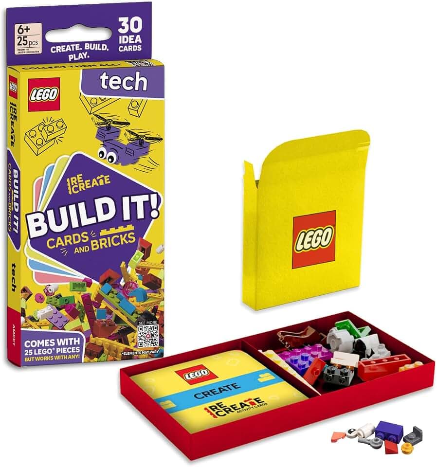 LEGO Recreate Activity Cards – Tech | Build & Play Game with 30+ Activity Cards & 25 LEGO Elements | Ages 6+