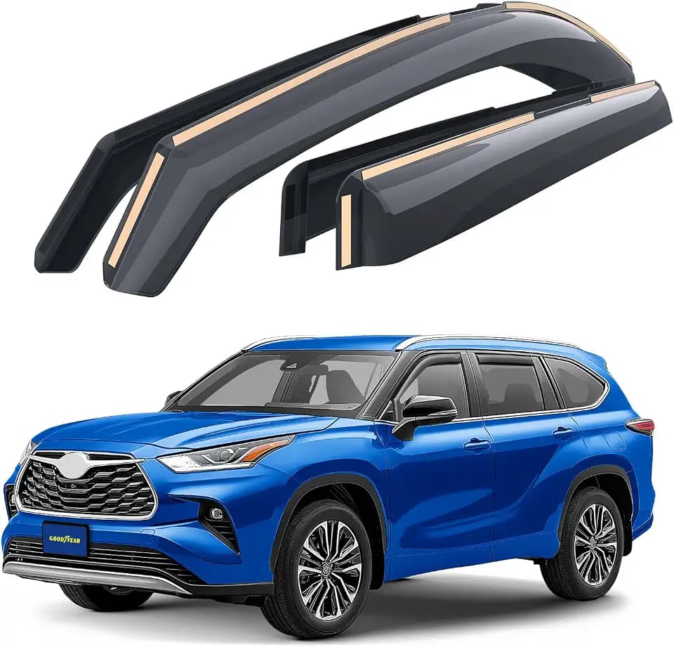 Goodyear Shatterproof in-Channel Window Deflectors for Toyota Highlander 2020-2026, Rain Guards, Window Visors for Cars, Vent Deflector, Car Accessories, 4 pcs - GY003460LP