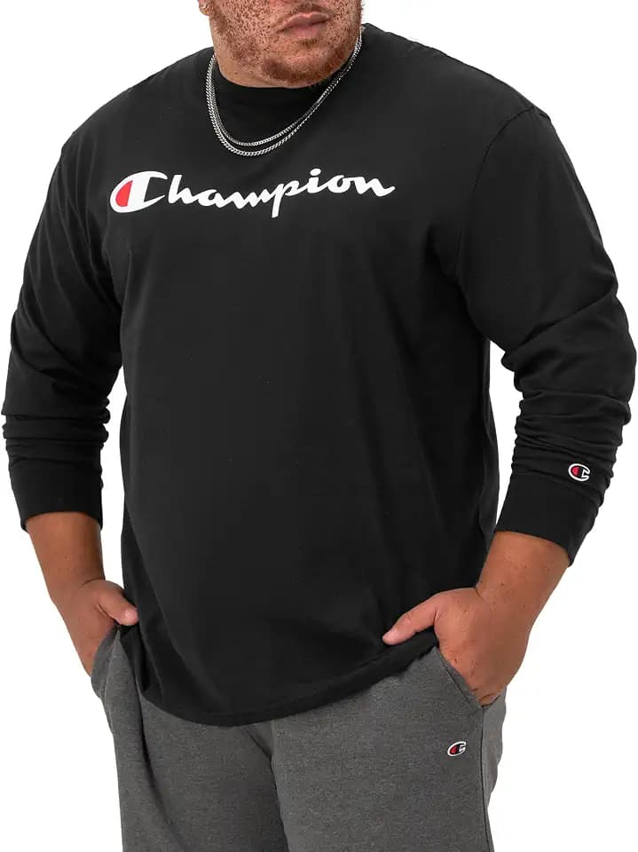 Champion Men's Long Sleeve T-shirt, Classic T-shirt for Men (Reg. Or Big & Tall)