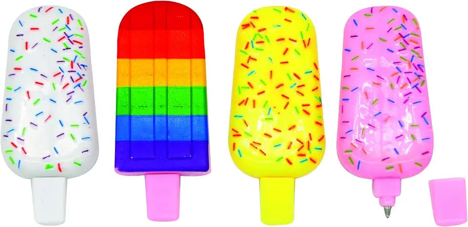 Raymond Geddes Mini Ice Cream Pens (48 per Bag) - Unique Pen in 4 Styles with Sprinkles and Rainbow - Cute Pen for Kids