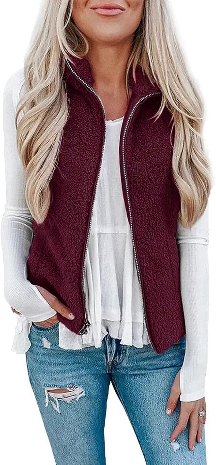 Rapbin Teddy Fleece Weste Damen Herbst Winter Warm Westen Leicht Damenweste