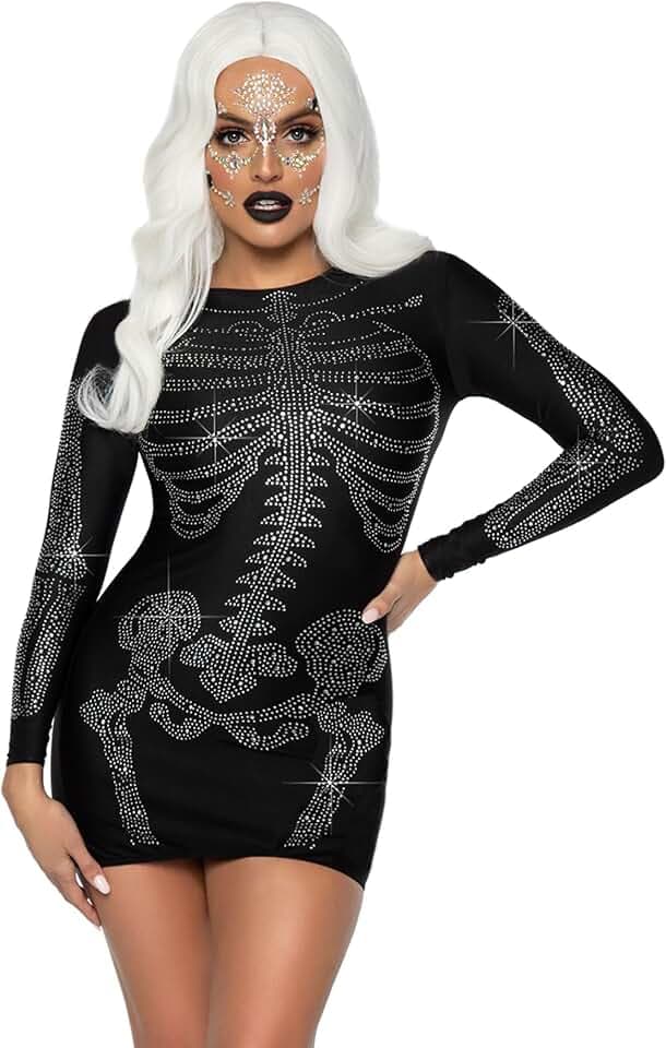 Leg Avenue Women's Sexy Rhinestone Skeleton Dress