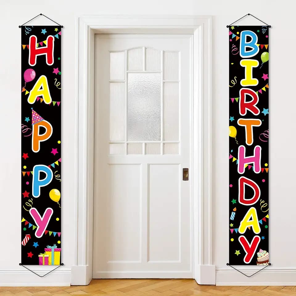 Tatuo Happy Birthday Sign Colorful Happy Birthday Door Banner Porch Sign Hanging Party Decorations Indoor Outdoor Wall Decor