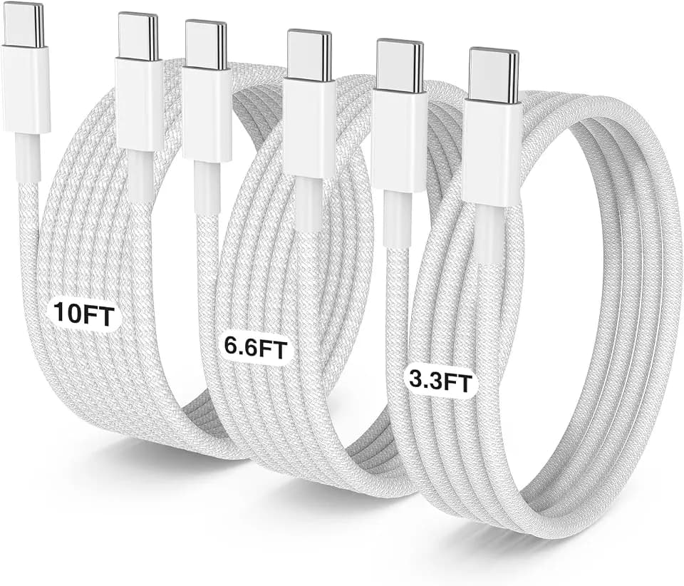 3-Pack Grey [3.3FT+6.6FT+10FT] 60W USB C to USB C Cable, Type C Fast Charging Cable for iPhone Air 17 16e 16 15 Pro Plus Pro Max，for Galaxy S25, for iPad Pro/Air/mini, for MacBook Pro/Air and More