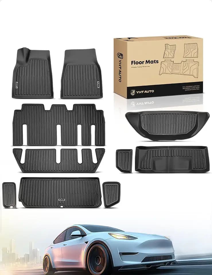 YHTAUTO Floor Mats & Cargo Liners for Tesla Model X 2022-2026 (7-Seat)