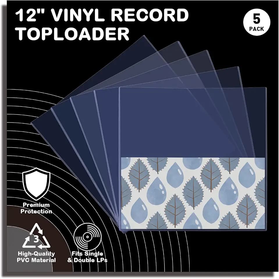 Vinyl Record Toploader, 7mm(1/4") Rigid PVC for 12" LPs, 5PCS
