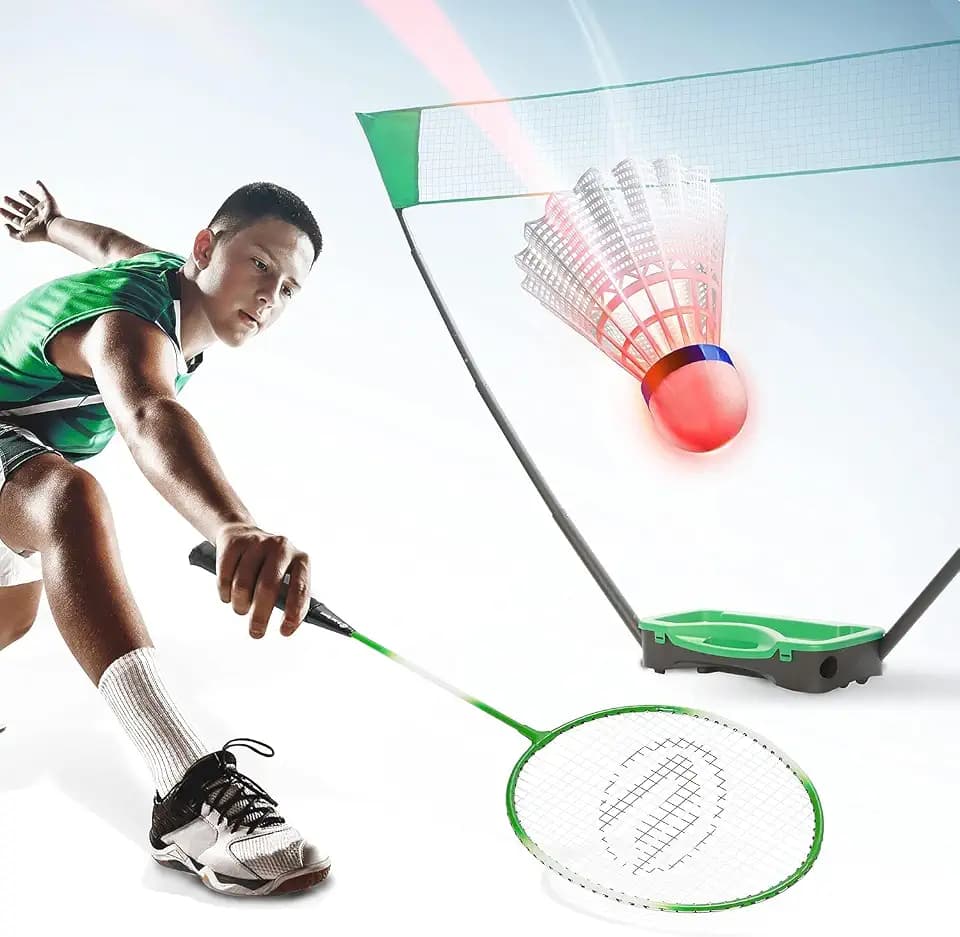 Portable Badminton Net Set with Storage Base, Rackets and Shuttlecocks Combo for Backyard Training, Beach, Park