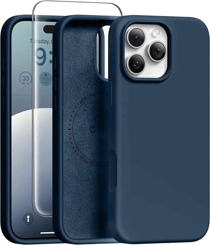 GONEZ Magnetic for iPhone 16 Pro Max Case, Silicone Cover Dark Blue