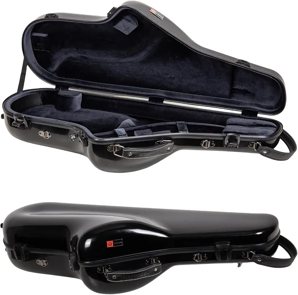 Crossrock Fiberglass Alto Saxophone Case | Glossy Black Finish | Reinforced Shell, Upgraded Interior, TSA Lock, Backpack Straps – Pro Travel Protection（CRF2020ASBK）