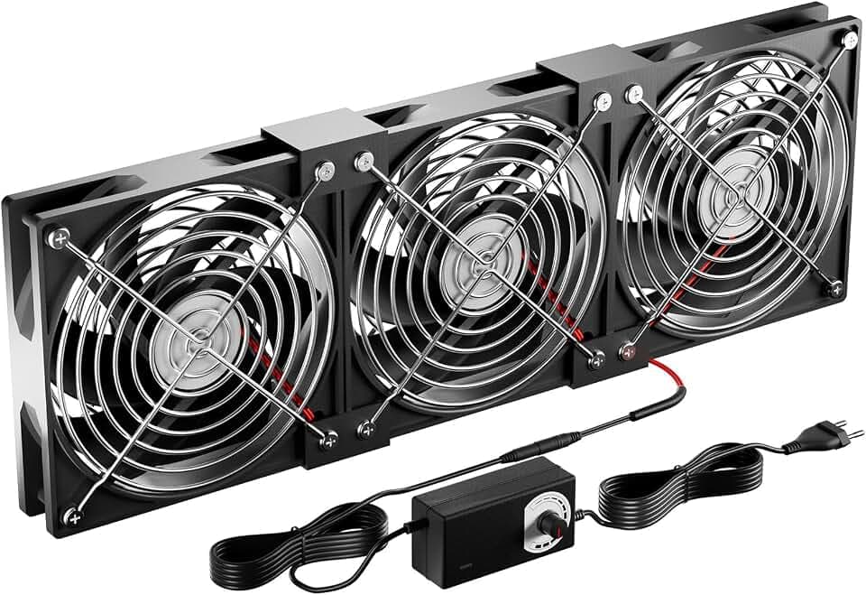 360mm PC-Lüfter, 12V Gehäuselüfter mit Netzstecker & stufenlosem Drehzahlregler (2750 RPM) - Leiser, leistungsstarker Lüfter für Computer, Server, TV,Gaming-PC,AV Kabine,Router
