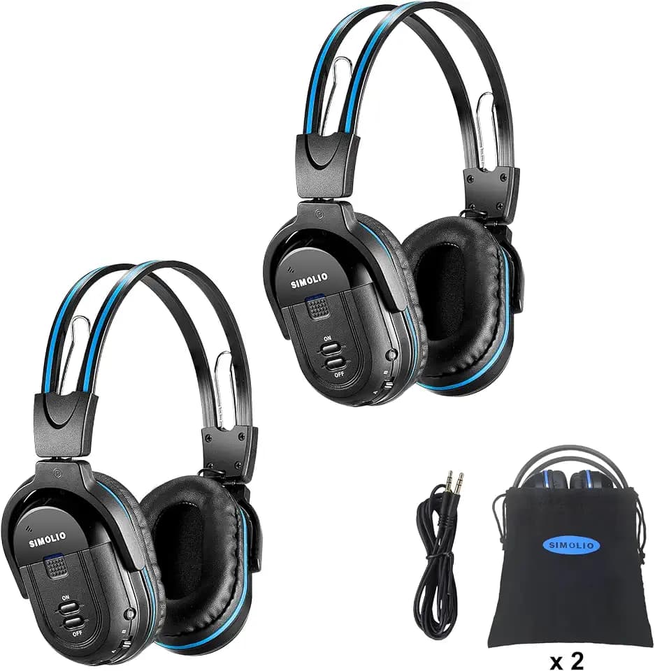 SIMOLIO IR Headphones for Car DVD, Universal Dual Channel Wireless Headsets