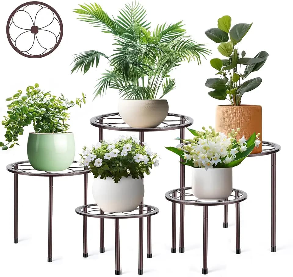 Amaoot 5 Pack Metal Plant Stand, Iron Plant Stands for Indoor and Outdoor