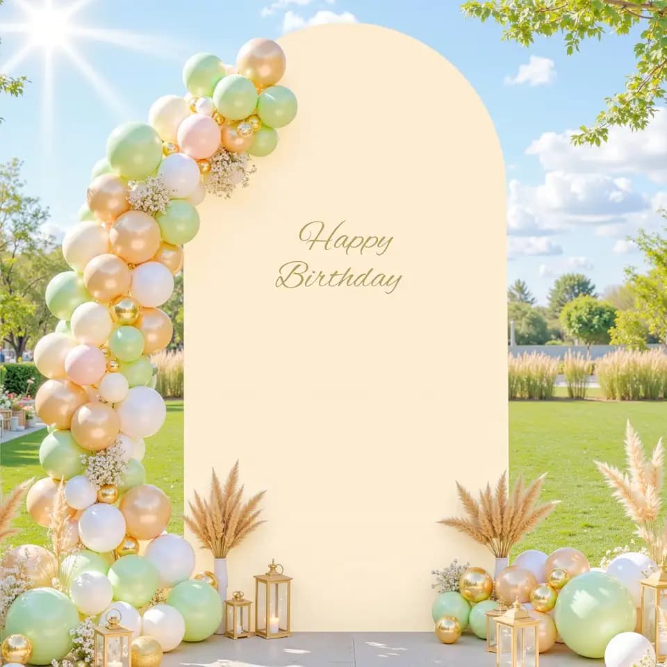 Champagne Arch Cover 6.6FT Spandex Fitted Wedding Arch Stand Covers Round Top Chiara Arch Covers Stretchy Backdrop Cover for Birthday Party Ceremony Banquet Decoration