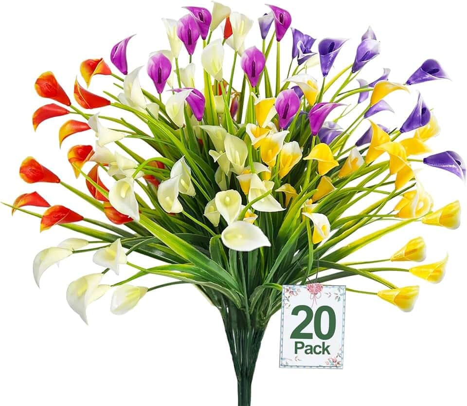 TURNMEON 20 Bundles Calla Lily (400 Heads) Artificial Flowers for Outdoors