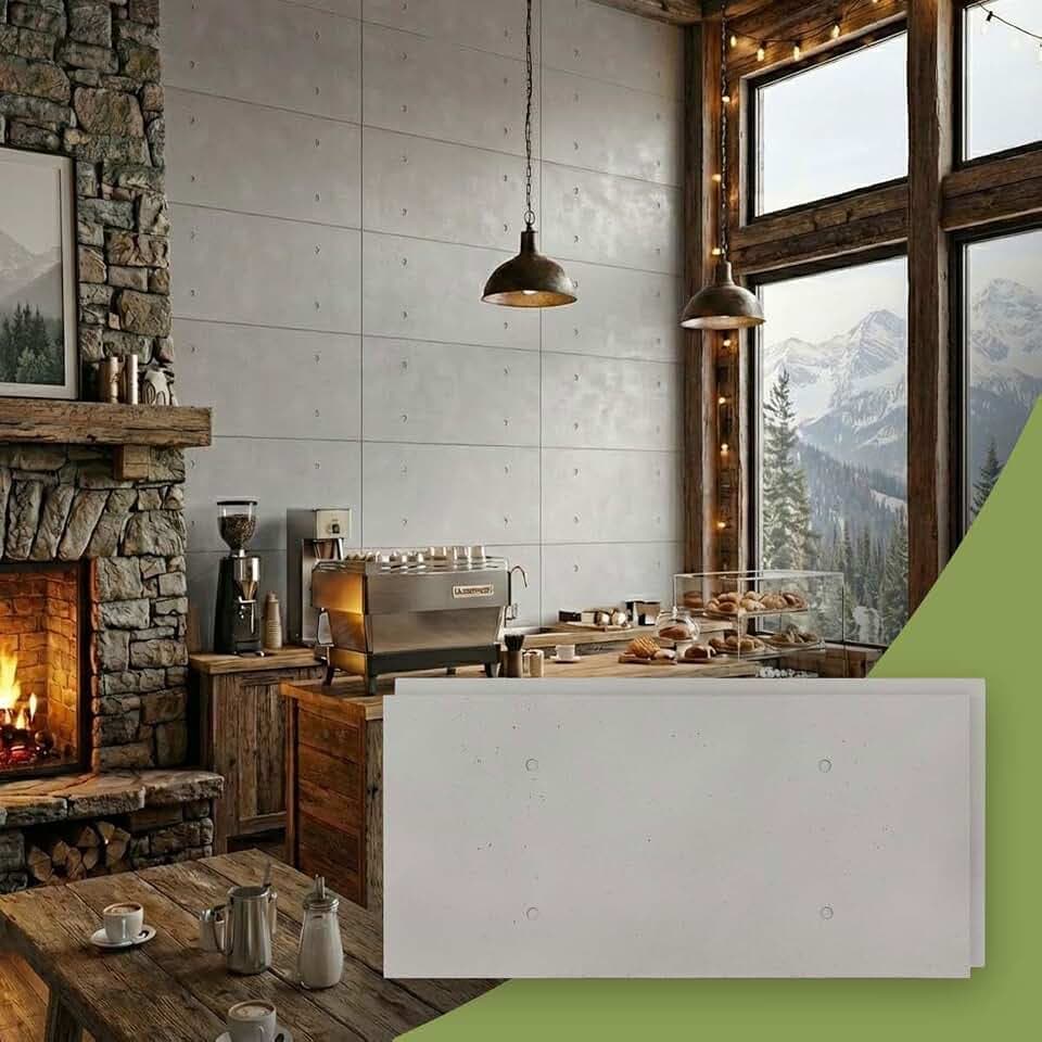 EverStone Modern Smooth Faux Concrete Panel, 48 1/4"W x 24 1/8"H x 7/8"D, Mist Stone