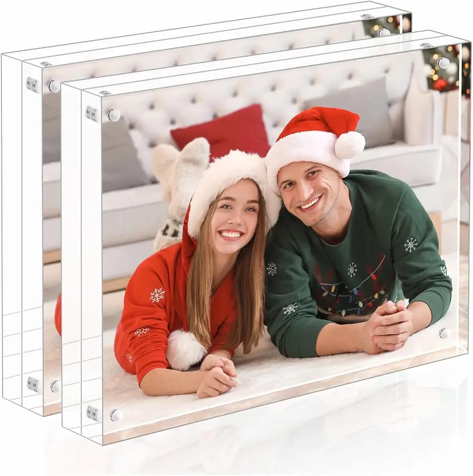 Meetu Acrylic Picture Frame 6x8 Tabletop Photo Frame Magnetic Double Sided Frame Free Standing Desktop for Display Document, Certificate, Photograph, Artwork in Office Room