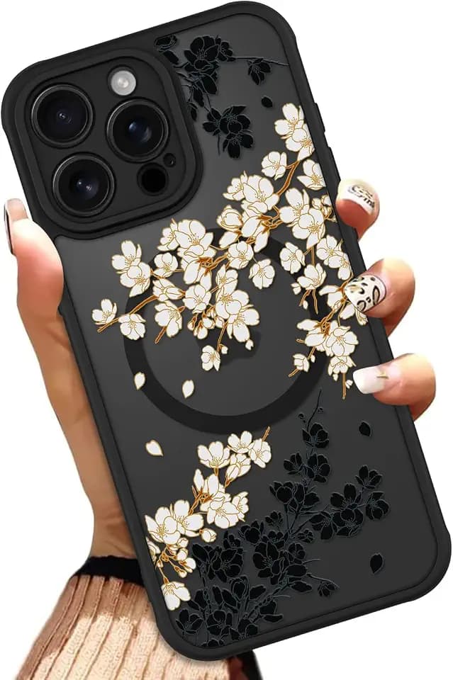 OOK White Floral Flowers Phone Case Made for iPhone 15 Pro 6.1 Inch