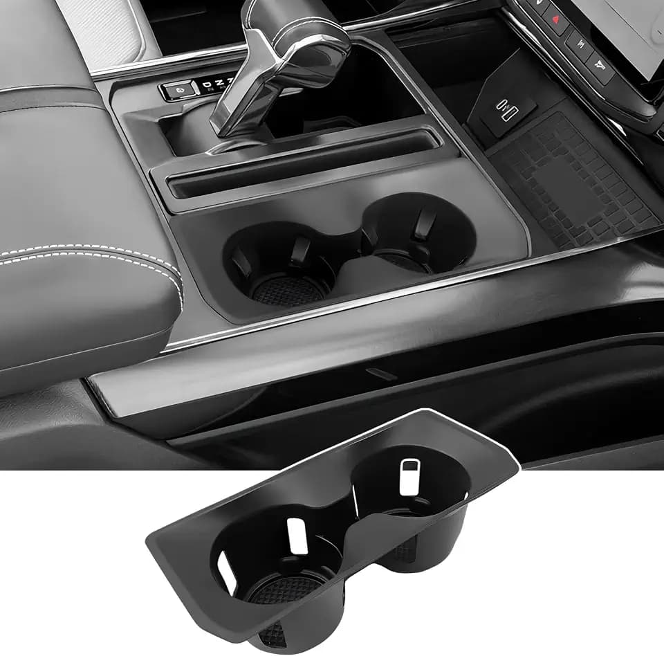 Cup Holder for 2021-2026 Ford F150 Center Console Cup Holder Insert Silicone Cupholder Coaster Liner for 2021 2022 2023 2024 2025 2026 F-150 Truck Accessories Black(Fit Bucket Seat Only)