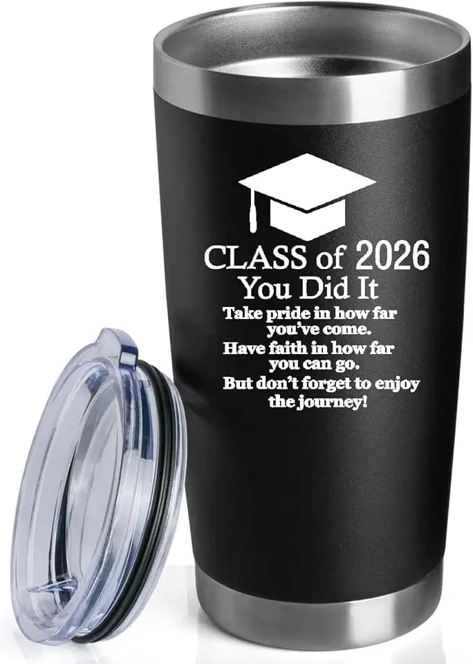 2026 Graduation Motivational Gift for Him Her 20 Ounce Stainless Steel Car Tumbler Insulted Mug Cup Graduate Inspirational Gifts for College (Black)