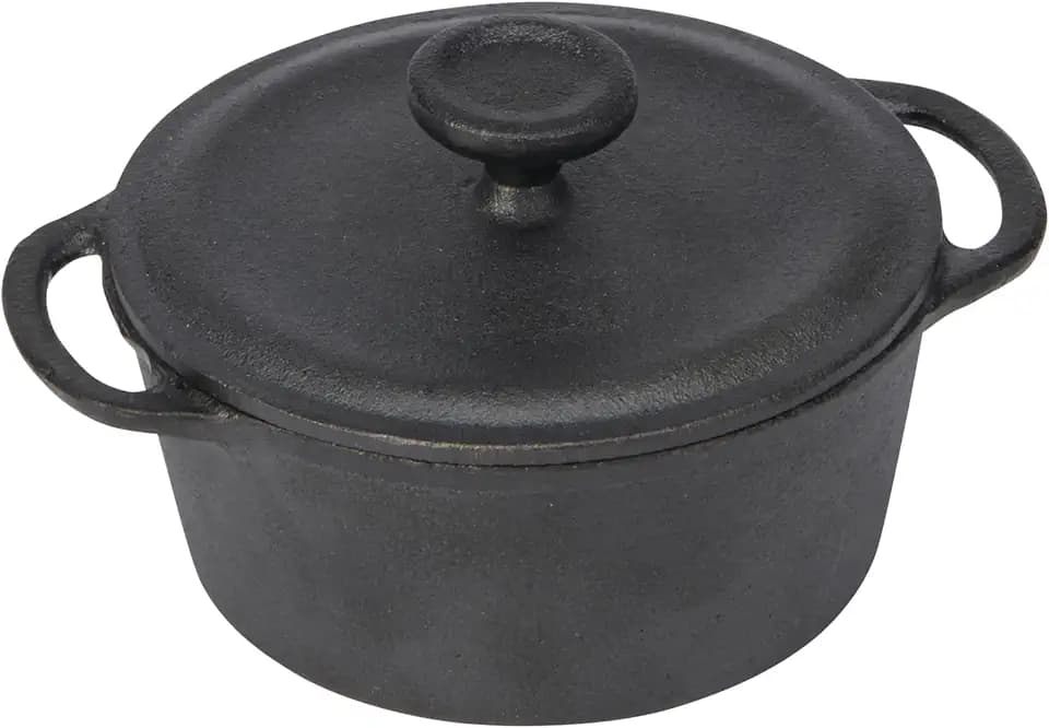 GoodCook Mini Dutch Oven with Lid, Pre-Seasoned Cast Iron Personal-Sized Pot for Stews Soups and Individual Desserts, Oven Safe to 500°F, 0.25-Quart, Black