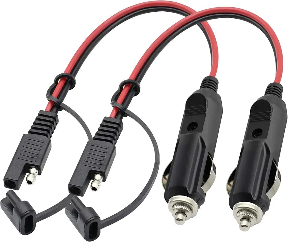 SAE Cigarette Lighter Charger Cable,16AWG 12V Cigarette Lighter Male Plug to SAE 2 Pin Quick Release Disconnect Connector Plug Adapter Extension Charging Cable with Fuse(0.3m/1ft-2Pack-M)