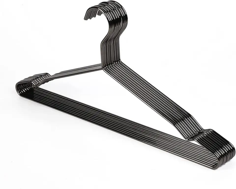 17" 4.0mm Metal Garment Hangers, 20pk Black Wire Hangers