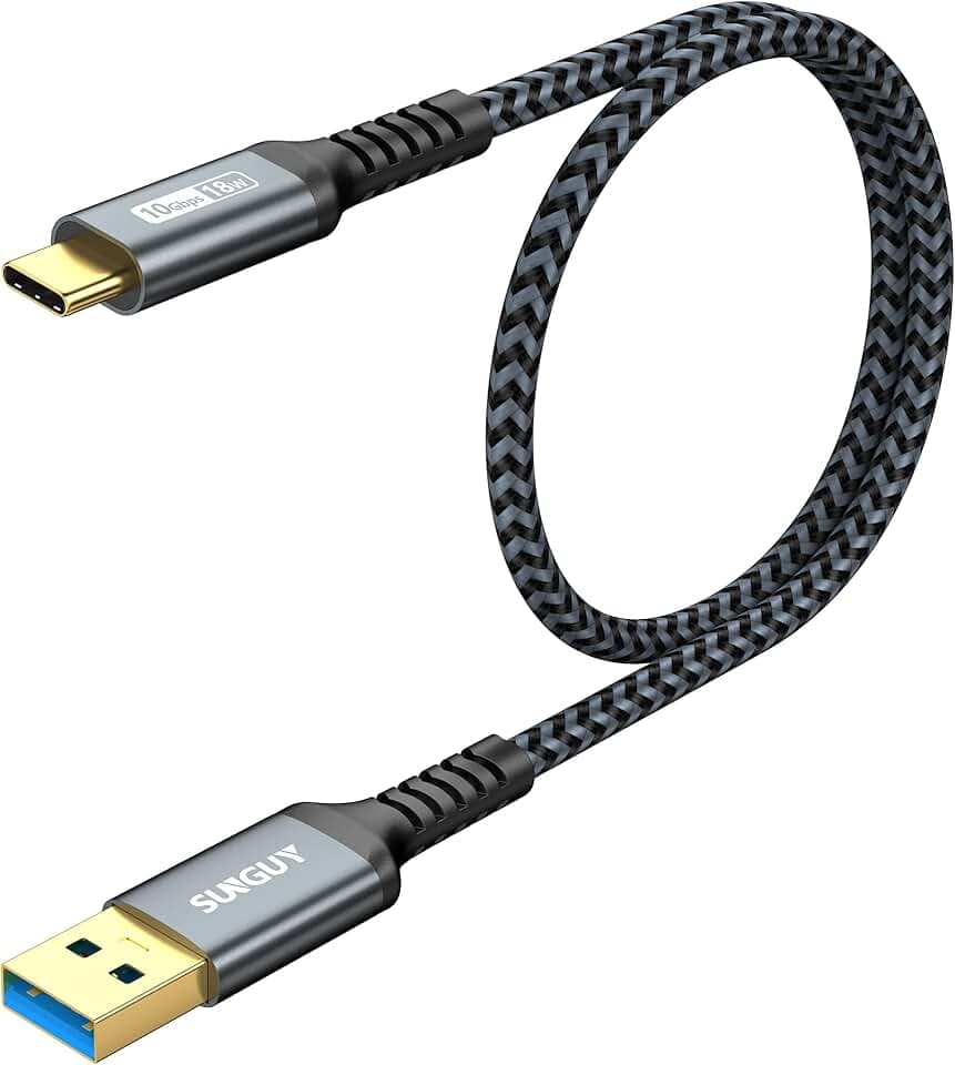 SUNGUY 10Gbps Android Auto USB C Cable, 1.5FT 3A USB 3.1 Gen 2 Fast Charge & Data Transfer USB C CarPlay Cable, Compatible with iPhone 17/16/15 Pro Max, Samsung T7, Galaxy S23 S22 Ultra Note 20, SSD