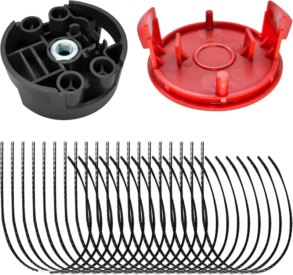 Bosch F016800431 Trimmerfaden 3,5 mm, mit 1 Ersatzschneidekopf F016F04839 und 1 Ersatz-Trimmerkappen F016F04841, kompatibel mit Bosch AFS 23-37 Rasentrimmer (22 Stück)