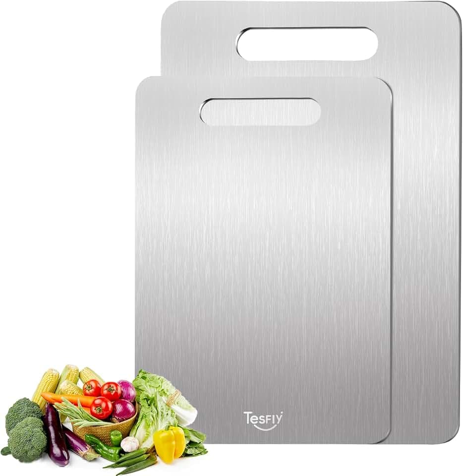 2 Pack Titanium Cutting Board-100% Pure Titanium Cutting Boards For Kitche,Easy to clean,Double-sided food-grade Cutting Board For Cutting Meats, Fruits And Vegetables