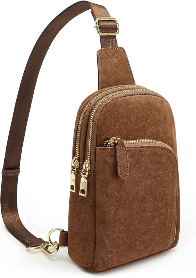 S-ZONE Genuine Leather RFID Blocking Small Sling Bag Women Crossbody Fanny Packs