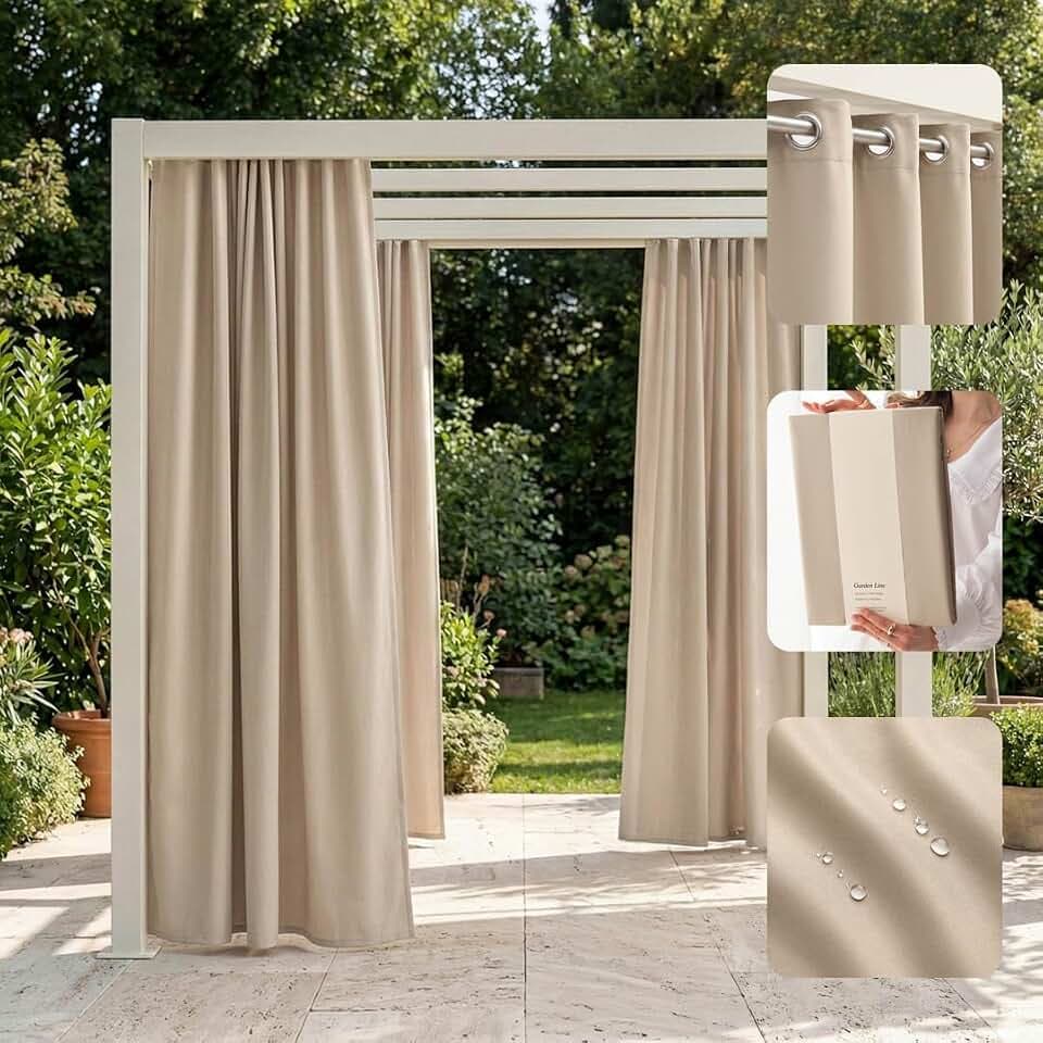 ROOM99 Outdoorvorhäng mit Ösen Garden Line 155 x 200 cm Beige, 1 Stück