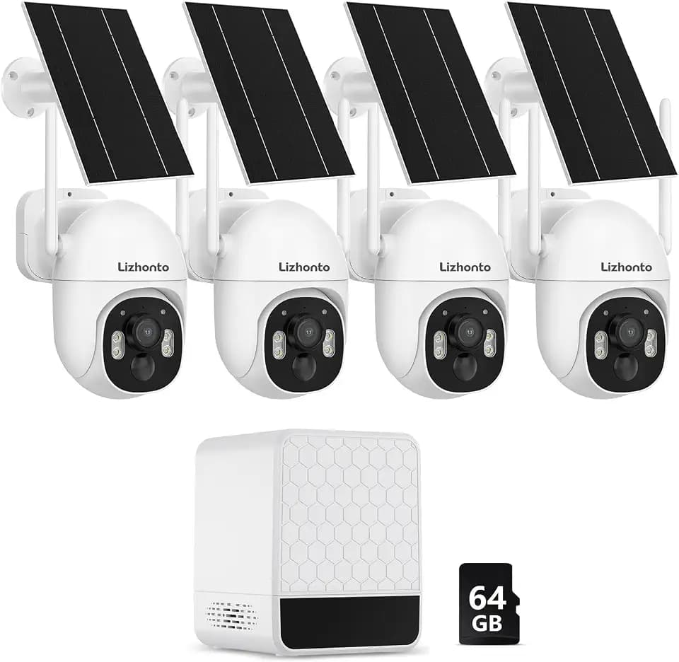 2.5K Solar Security Cameras Wireless Outdoor, 4-Camera System