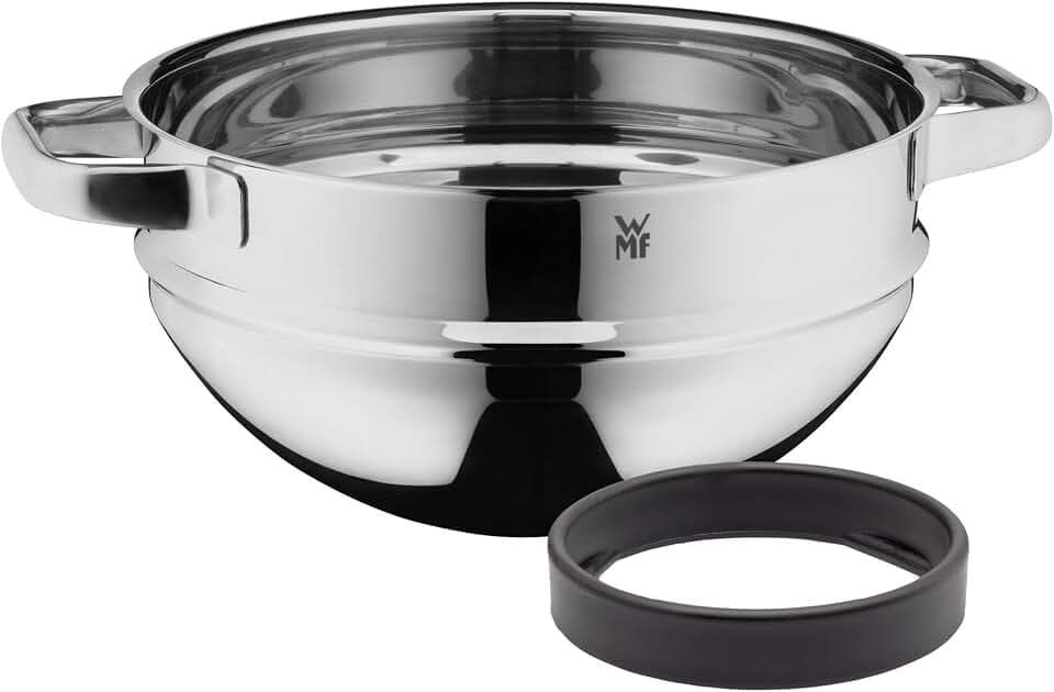 WMF Compact Cuisine Wasserbadschüssel 24 cm stapelbar, Rührschüssel für Wasserbad, Cromargan Edelstahl Schüssel poliert, spülmaschinengeeignet