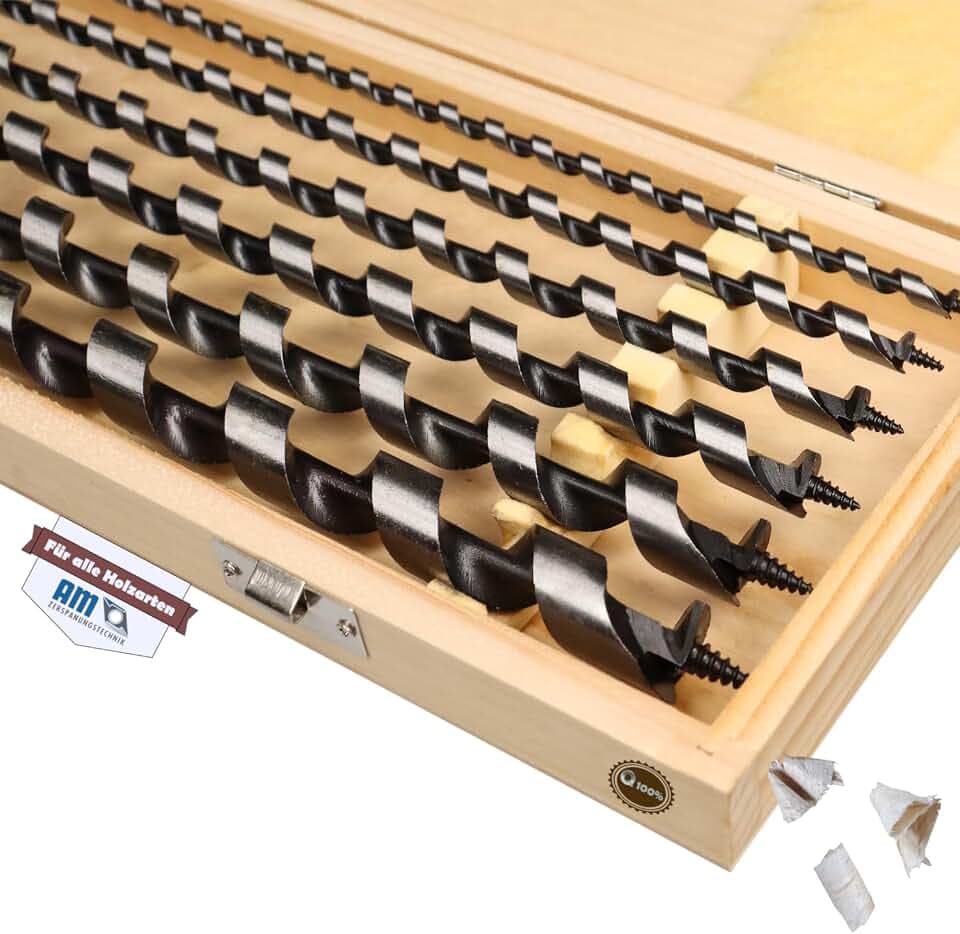 Schlangenbohrer Set Ø6-18 x 460mm | Holzbohrer Set 6tlg. | Holzbohrer lang | Balkenbohrer