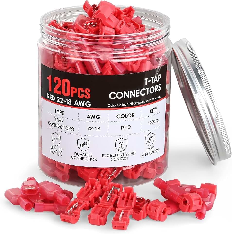 Nilight 120PCS/60 Pairs Red T-Tap Quick Splice Disconnect Wire Terminals