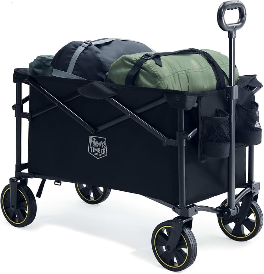 TIMBER RIDGE Bollerwagen Faltbar 200L mit Getränkehalter 150KG Belastbar