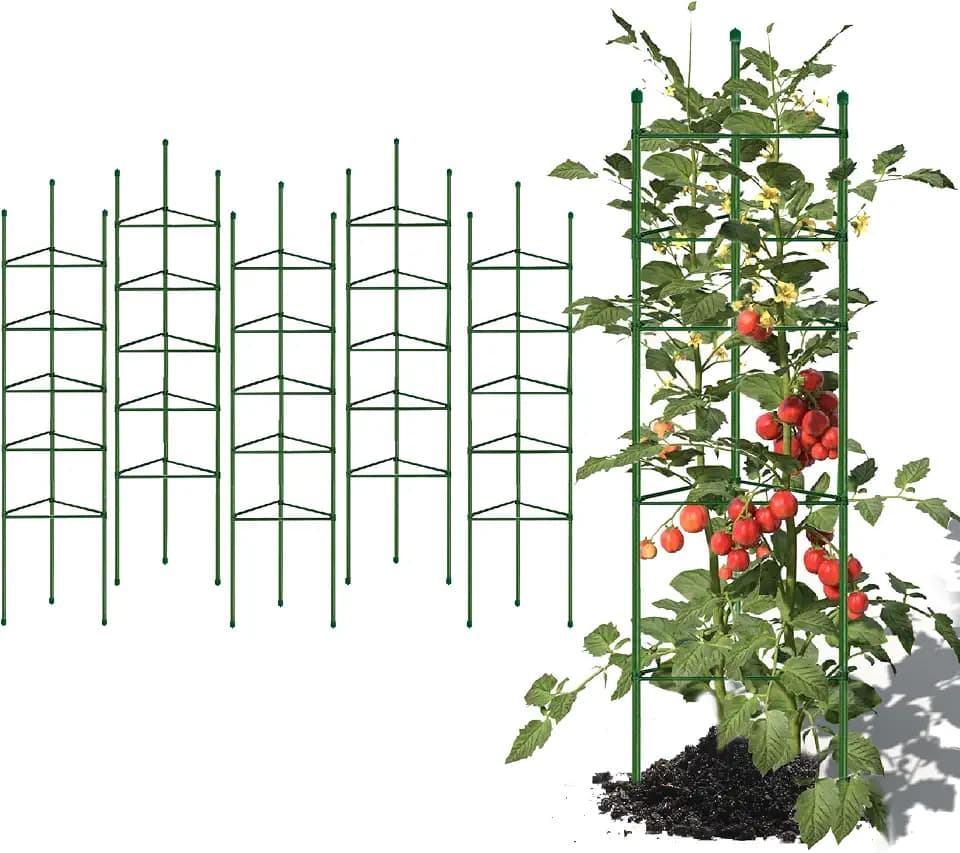 G-LEAF 6 Pack 6ft Tomato Cage for Garden Plant Support, Garden Stakes Tomato Cage, Tomato Cages Plant Stakes for Climbing Plants