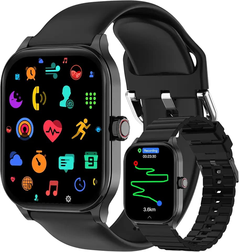 Smart Watch for Men Women Built-in GPS with AI (Answer/Make Call), 1.96" HD Display, IP68 Waterproof, Bluetooth Calls, 100+ Sport Modes, 24/7 Health Monitor, Fitness Tracker for Android iPhone
